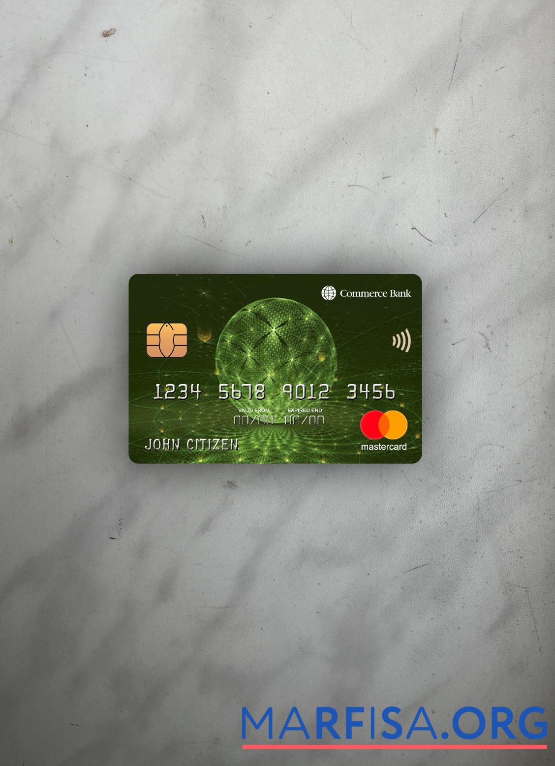 Realistic USA Commerce bank mastercard photolook front template